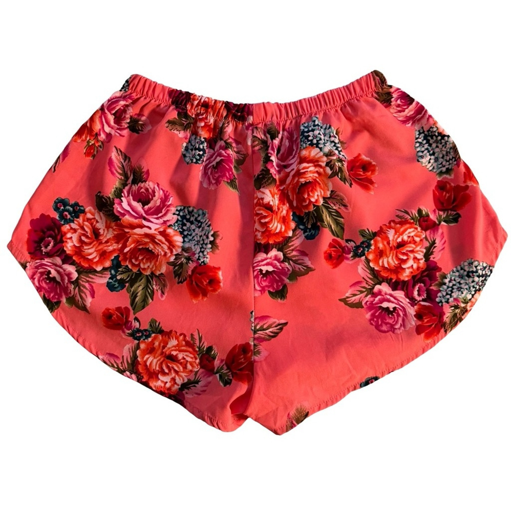 U2B Coral Floral Print Lounge Lightweight Shorts Size M Summer Sleep Sleepwear